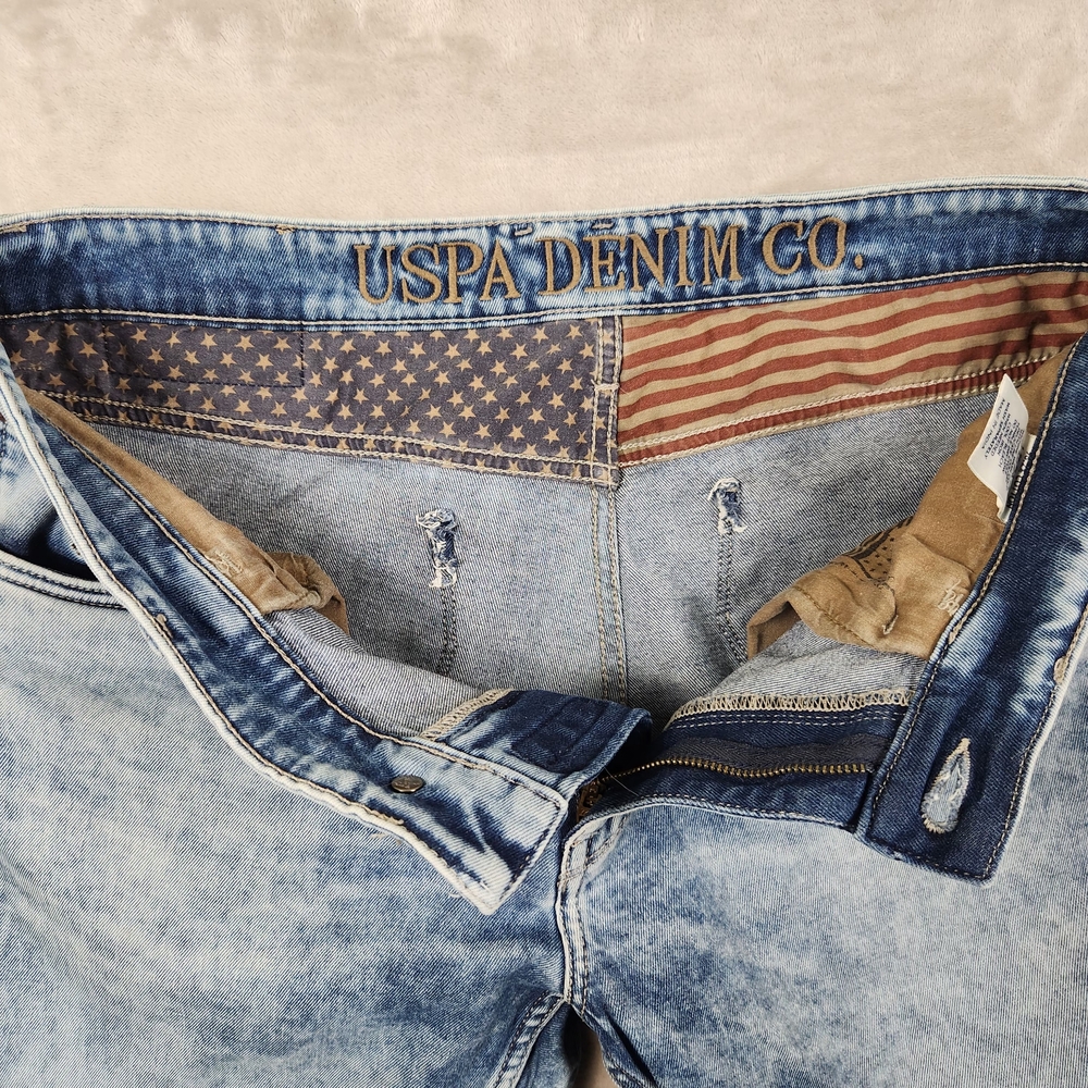 U.S. Polo Assn. Jeans Brandon Men's Acid Wash Blue Slim Tapered Size W33 - Picture 15 of 16